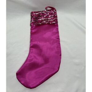 Beautiful‎ Pink Satin feel sequined Christmas Stocking